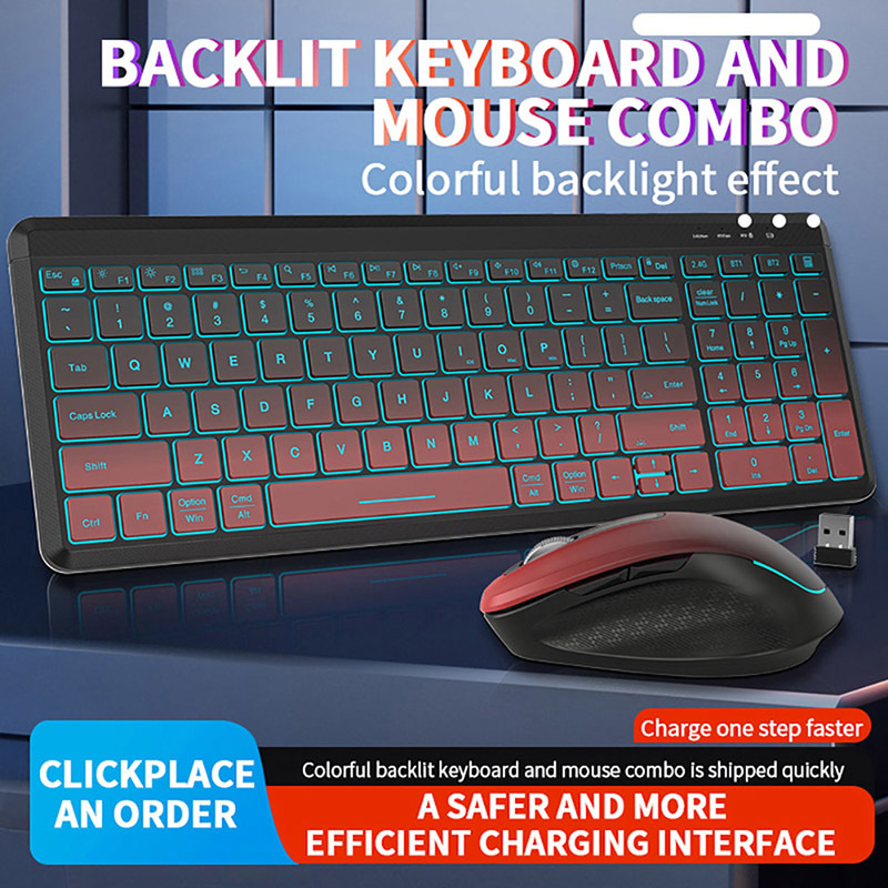 RGB Backlit Silent Wireless Ke - огляд і ціна Gaming Keyboard Bundle