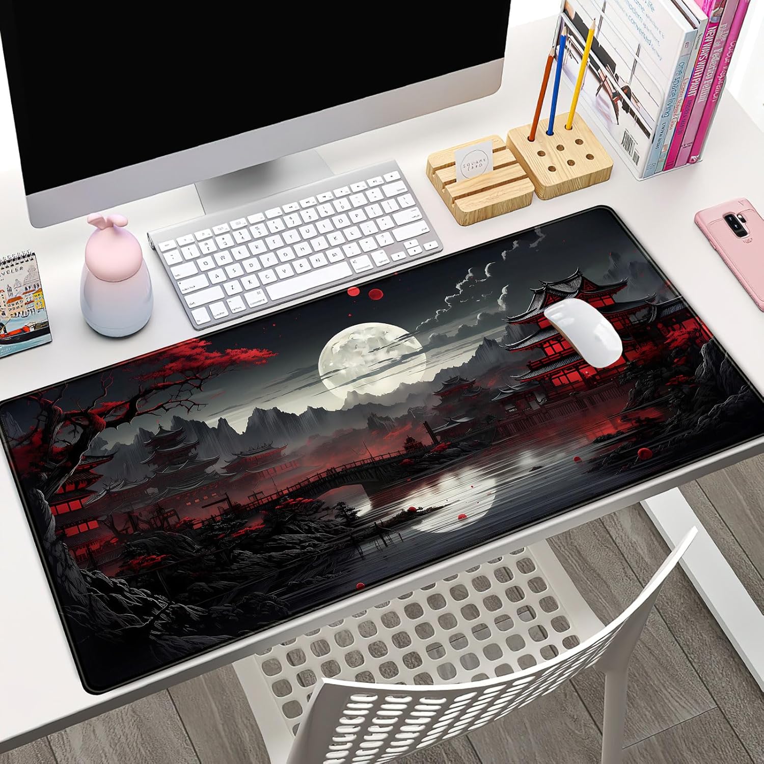 Japanese Desk Mat Riverside Fu - огляд і ціна Gaming Keyboard Mouse