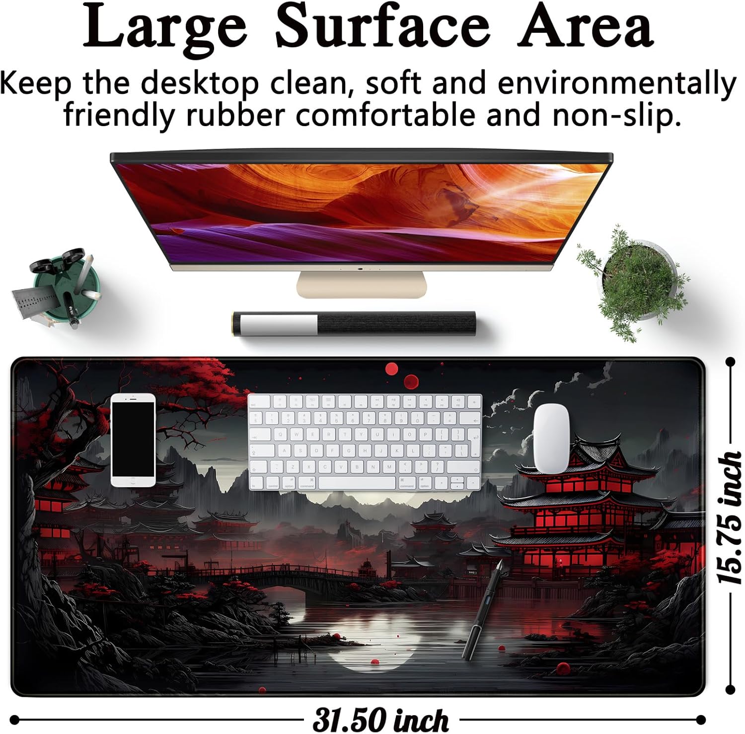 Japanese Desk Mat Riverside Fu - огляд і ціна Gaming Keyboard Mouse