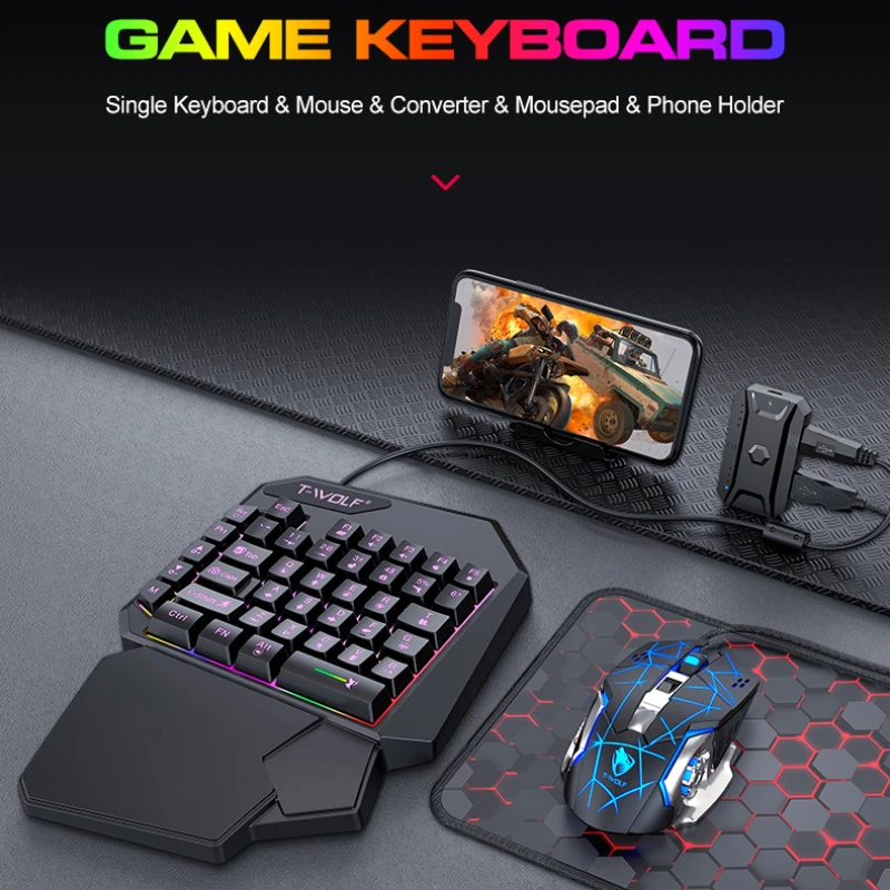 T-WOLF TF900 One Handed Keyboa - огляд і ціна Gaming Keyboard Hand