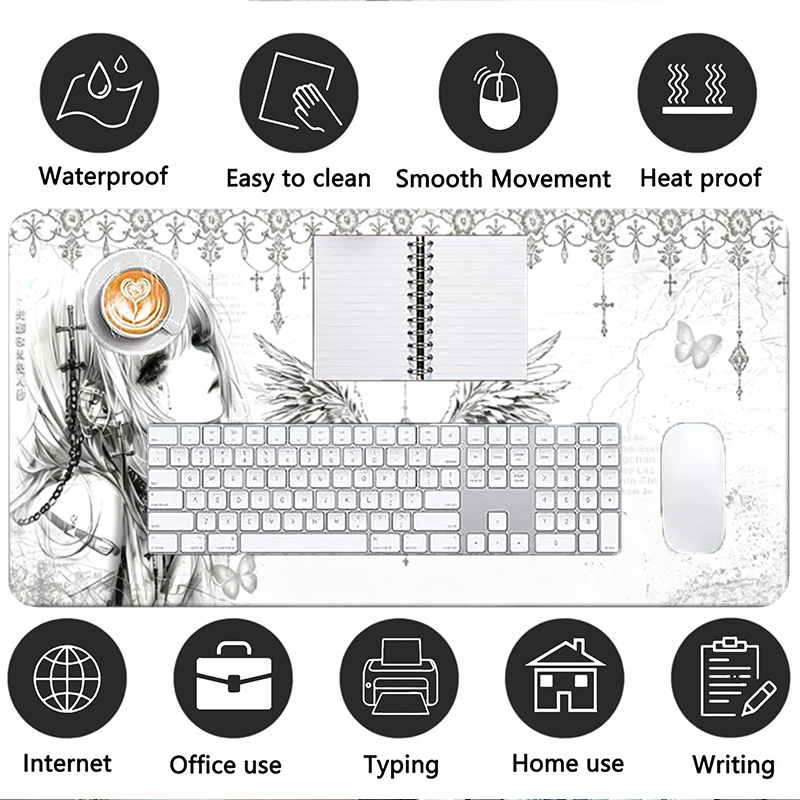 Leather Mousepad Black White A - огляд і ціна Gaming Keyboard Mouse